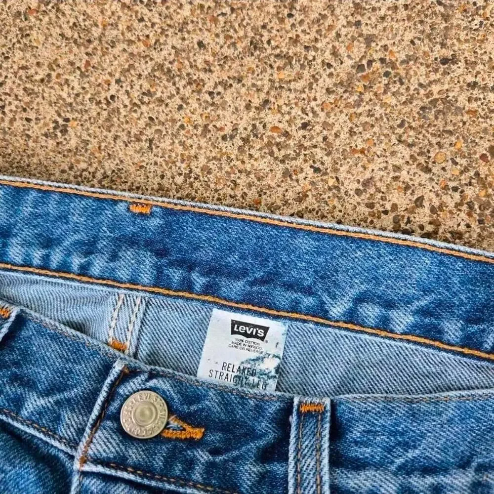 Vtg 90s LEVI'S Unnumbered Plain Medium Wash Straight Leg Denim Jeans 34 x 34